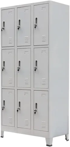 Lockerkast met 9 vakken staal 90x45x180 cm grijs