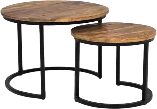 Salontafel Industrieel Calla Set - Ø58/43 cm - Mangohout